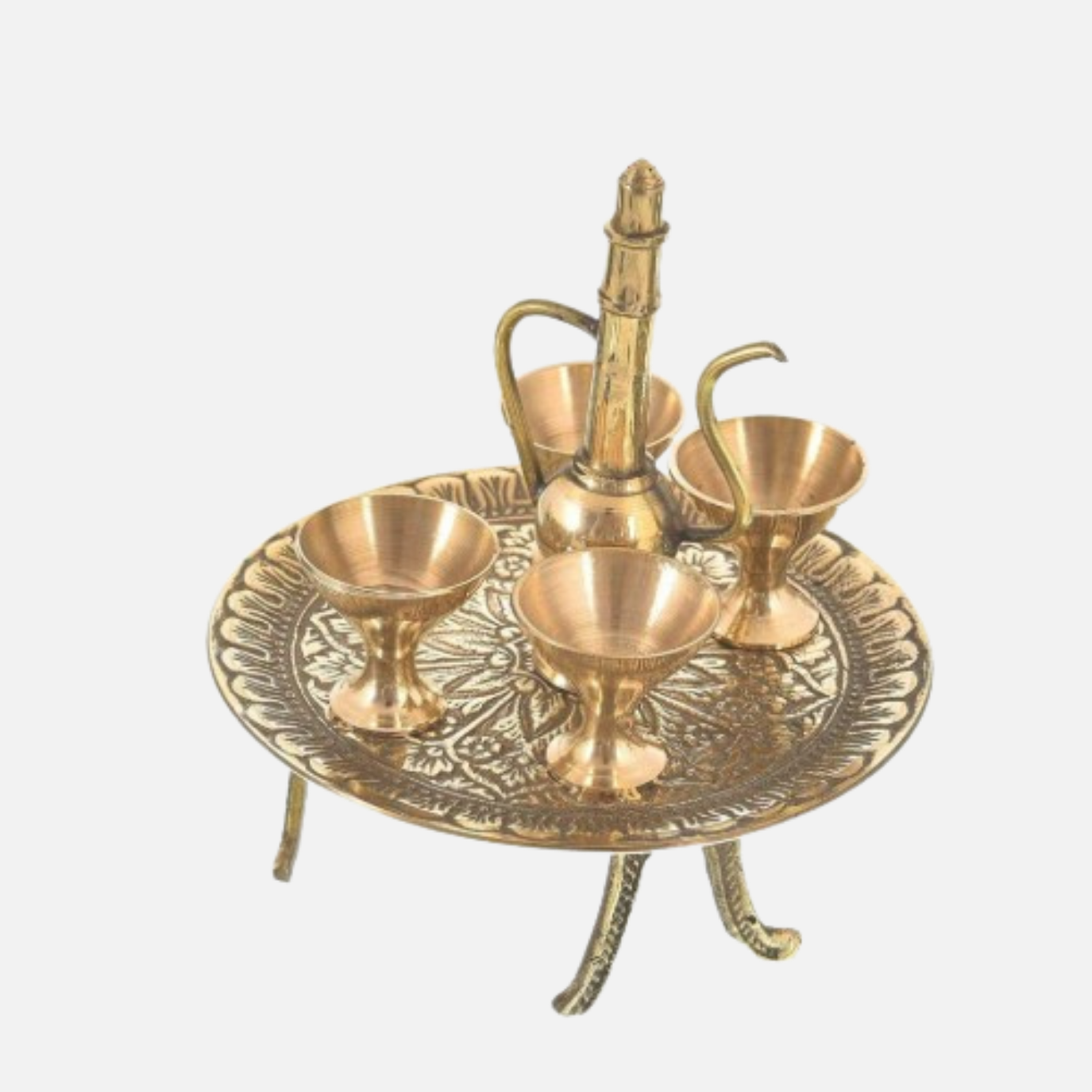 Miniature Handmade Brass Antique Unique Design Dining Table Chair Raja Maharaja Set