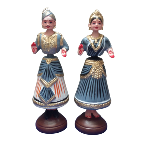Thanjavur Dancing Doll (Raja Rani Pair) - Multicolour - 13 inches