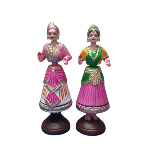 Thanjavur Dancing Doll (Raja Rani Pair) - Multicolour - 13 inches