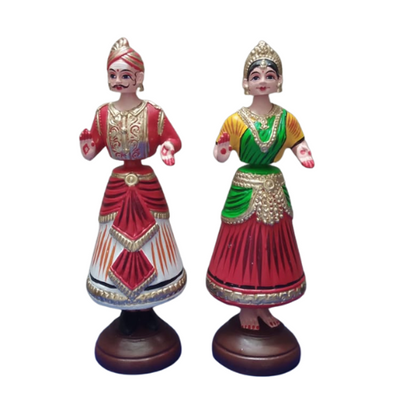 Thanjavur Dancing Doll (Raja Rani Pair) - Multicolour - 13 inches