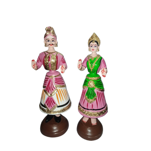 Thanjavur Dancing Doll (Raja Rani Pair) - Multicolour-11 inches