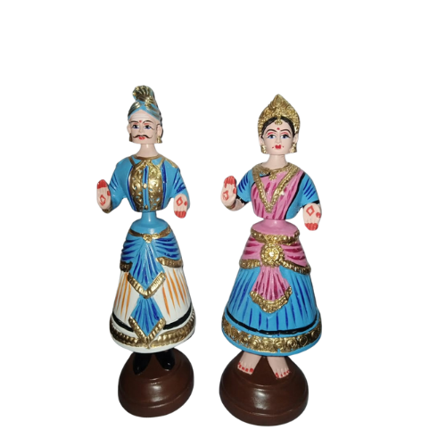 Thanjavur Dancing Doll (Raja Rani Pair) - Multicolour-11 inches