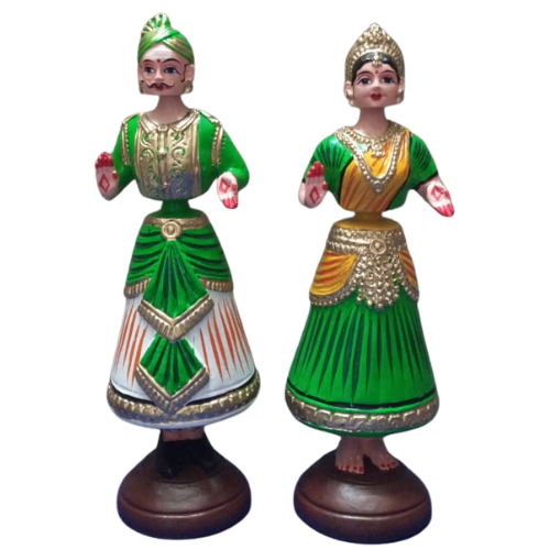 Thanjavur Dancing Doll (Raja Rani Pair) - Multicolour - 13 inches