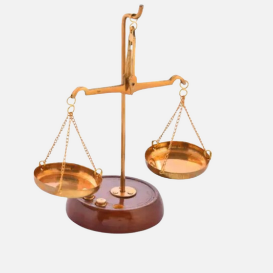 Brass Tarazu Showpiece - Symbol of Law & Justice, Decorative Weighing Scale (6 x 2.5 x 6.5 inches)