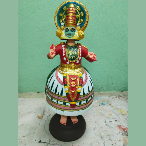 Kathakali Rama Dancer - (Large 18 inch) - Traditional Indian Tanjore Dancing/Bobble Head Dolls