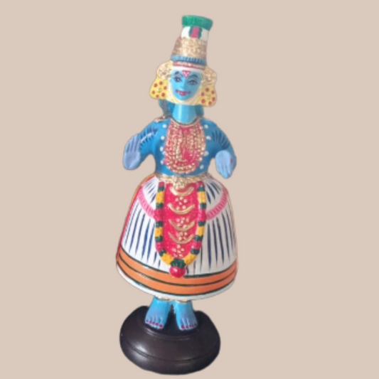 Kathakali krishna Dancer - 12 inch - Traditional Indian Tanjore Dancing/Bobble Head Dolls